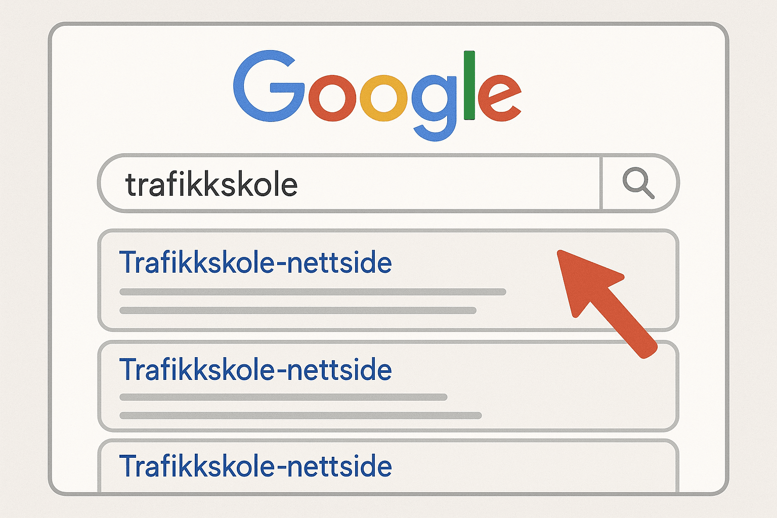 Eksempel SEO-rangering trafikkskole